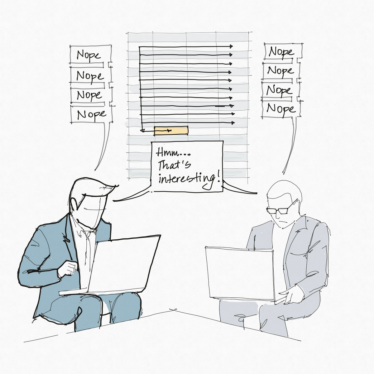 Needle-in-a-haystack prioritization illustration