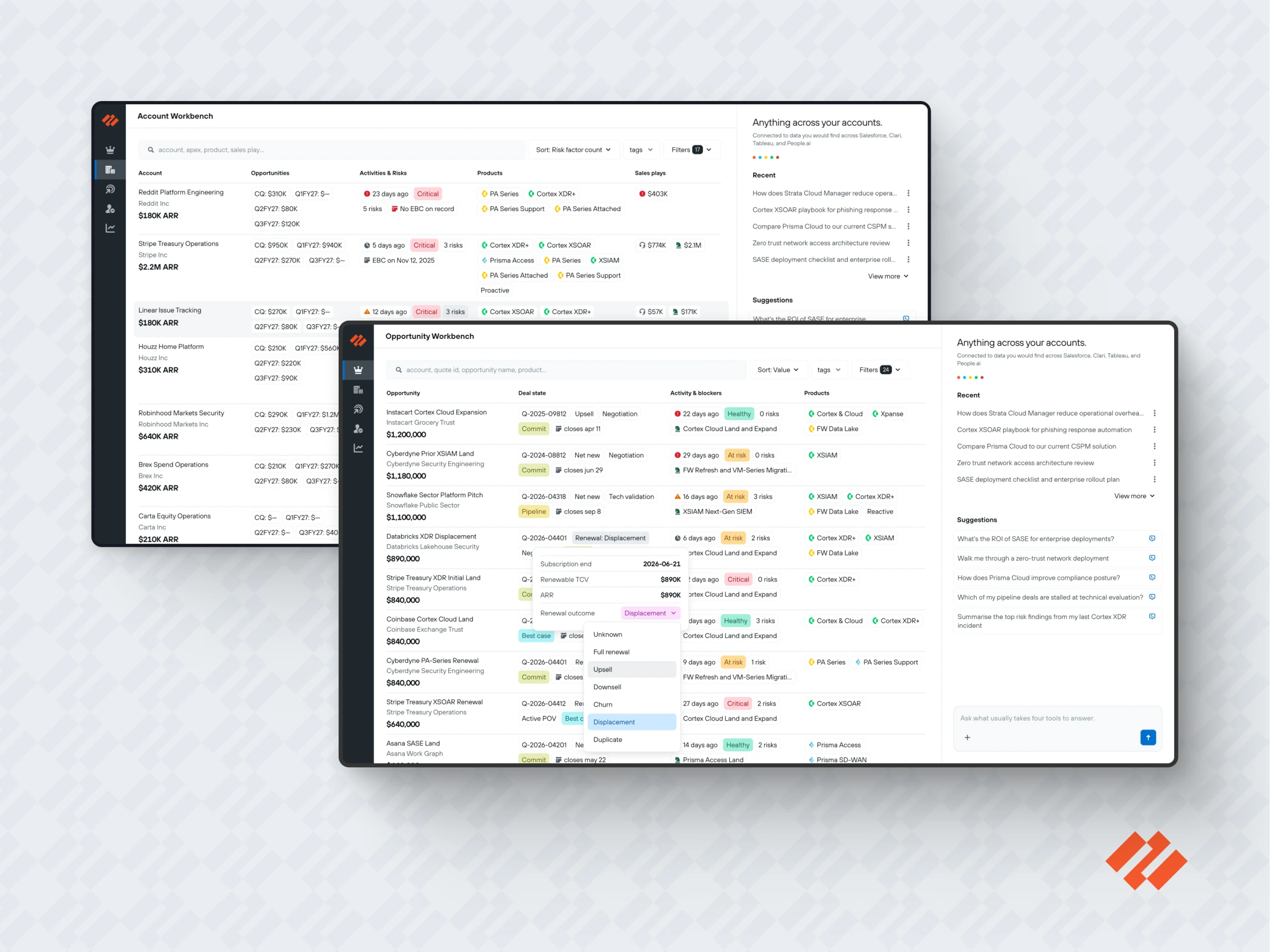 Sales Workbench account and opportunity views.