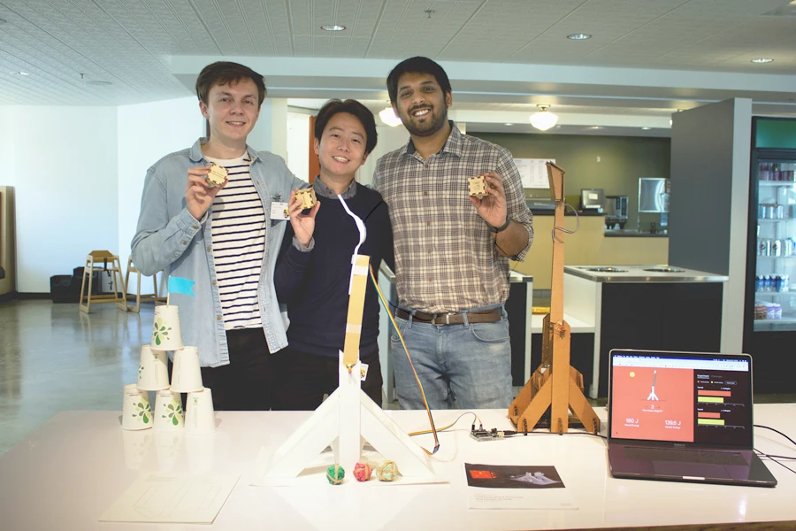 Team presenting the completed interactive learning kit.